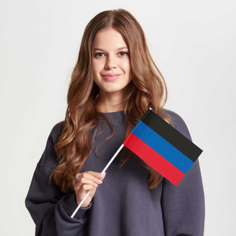 Флаг большой двусторонний с подкладкой Донецкая Народная Республика (ДНР)
