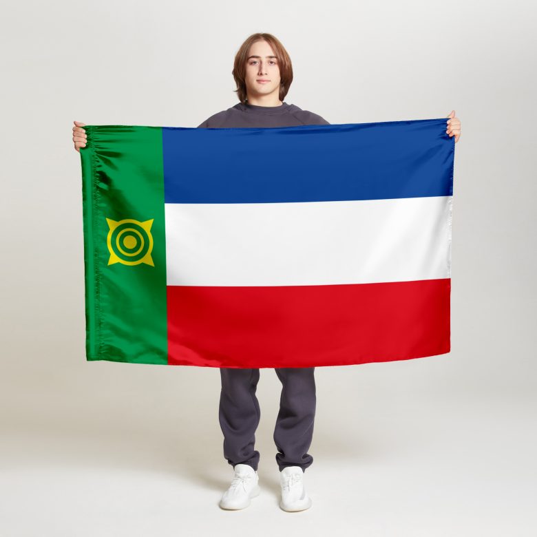 Флаг среднего размера двусторонний, Блэкаут Республика Хакасия