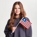 Флаг малый односторонний прямая печать Либерия