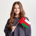 Флаг большой односторонний с прямой печатью Оман
