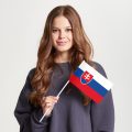 Флаг малый двусторонний с подкладкой Словакия