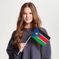 Флаг большой односторонний с прямой печатью Южный Судан