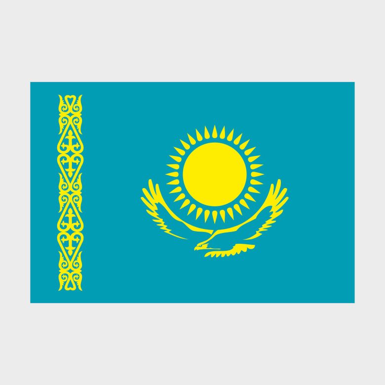 Флаг большой односторонний с прямой печатью Казахстан