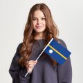 Флаг среднего размера двусторонний с подкладкой Науру