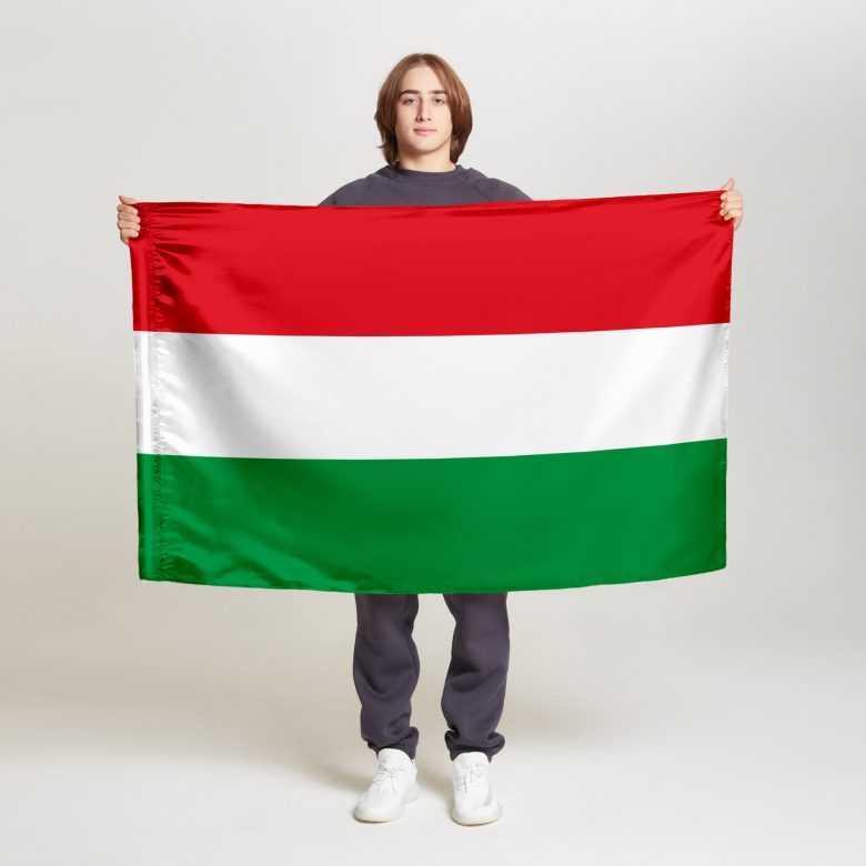 Флаг большой односторонний с прямой печатью Венгрия