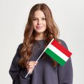 Флаг большой односторонний с прямой печатью Венгрия