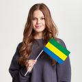 Флаг малый односторонний прямая печать Габон
