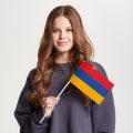 Флаг большой односторонний с прямой печатью Армения