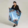 Платок квадратный американка 80х80см. Атлас 140 гр.кв.м. 1 шт в ширину ткани (дизайн однотонная рамка по P, шир.5см) Артикул BC_101_284