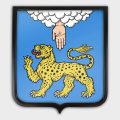 Герб печатный с рамкой ПРЕМИУМ (материал сосна, цвет темно-коричневый) 53х61см