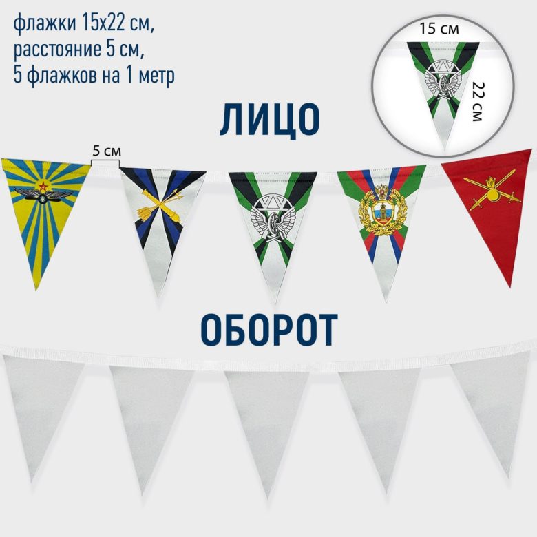 Флажная лента односторонняя запечатка треугольные флажки (метр погонный) на строп
