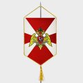 Вымпел двусторонний на картоне (жесткий), обшив шнуром, шнур для подвеса, кисточк