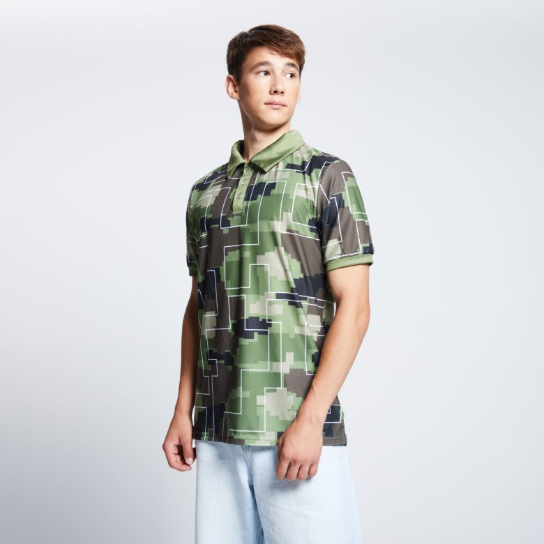 НФ-00062026-02.Футболка-поло мужская 50(L), Square Grid Спандекс 160 гр.кв.м. | Прима микрофибра 135 гр.кв.м