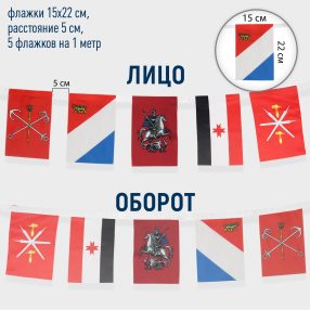 Флажная лента, флажки прямоугольные 15х22 см., 5 шт. на метр
