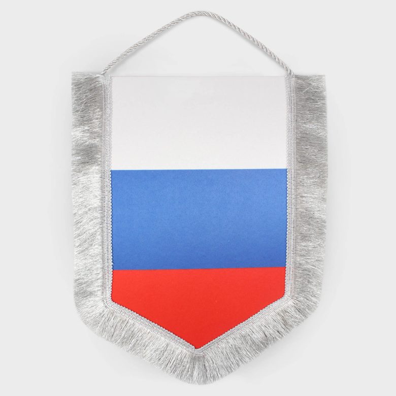 Вымпел двухсторонний  на картоне (жесткий), 20х30 см., Креп-сатин 120 гр.кв.м