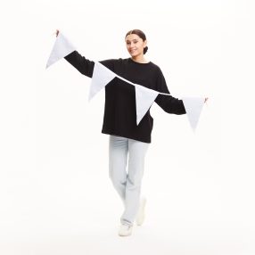 Флажная лента, треугольные флажки, односторонние, 15х22 и 20х30 см., Блэкаут, 3 шт. на метр