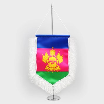 Вымпел односторонний мягкий на габардине, с бахромой, размеры от 8х12 до 30х40 см.