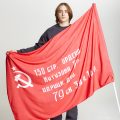 Флаг двусторонний без подкладки 100х150см. Мокрый шелк 164гр.кв