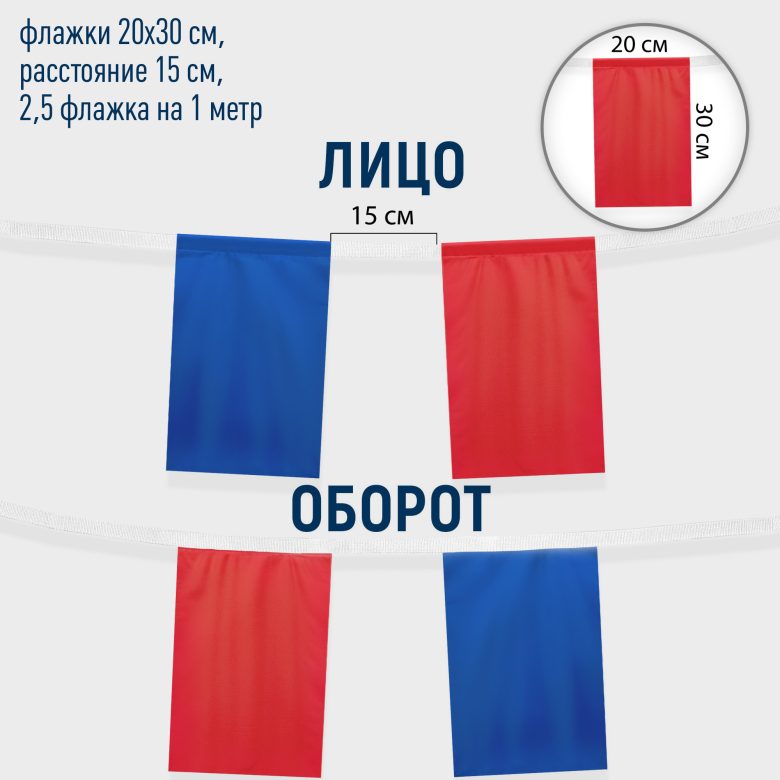 Флажная лента расцвечивания прямоугольные флажки (метр погонный) на стропе (ширин