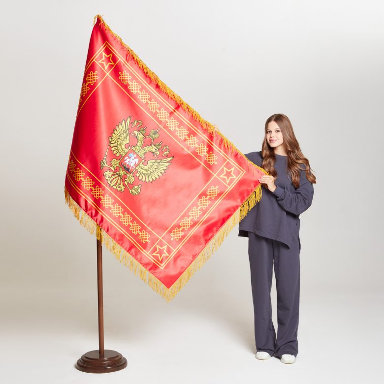НФ-00014374-03.Флаг (знамя) двусторонний с дублериновой подкладкой, 100х150см. Сатен 183 гр.кв