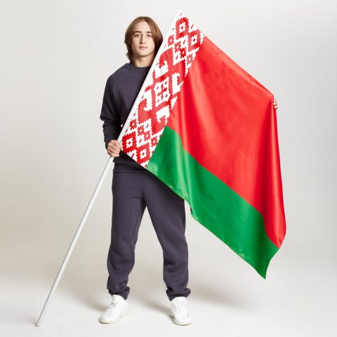 НФ-00041470-03.Флаг знамя двусторонний без подкладки 100х150см. Сатен 183 гр.кв.м