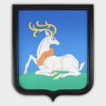 НФ-00027164-01.Герб печатный с рамкой ПРЕМИУМ (материал сосна, цвет темно-коричневый) 35х43см., Сатен 183 гр.кв.м
