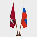 НФ-00033937-Стойка 2-ая напольная, в сборе древко разборное 2,2м, с навершиемКапля. Цвет Орех. Материал Бук