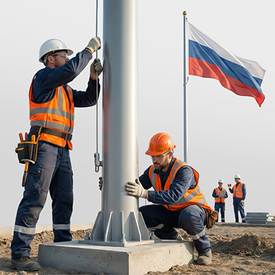 Установка флагштоков
