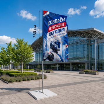 Мобильный флагшток Моби Эконом, высота от 1.8 до 5.4 м, без основания