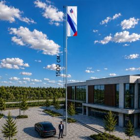 Флагшток стационарный Баннер, высота от 11 до 15 м, с гильзой и анкерными болтами