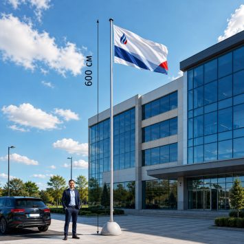 Флагшток стационарный Стандарт, высота от 6 до 10 м, с гильзой и анкерными болтами