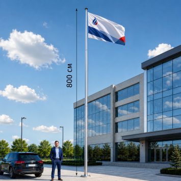 Флагшток стационарный Стандарт, высота от 6 до 10 м, с гильзой и анкерными болтами
