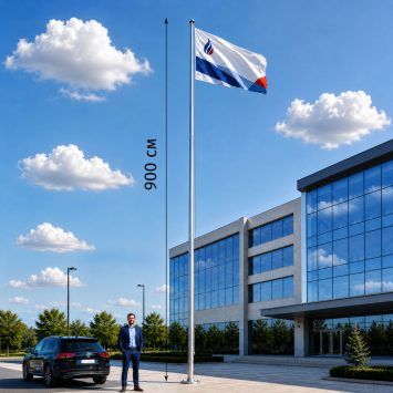 Флагшток стационарный Стандарт, высота от 6 до 10 м, с гильзой и анкерными болтами