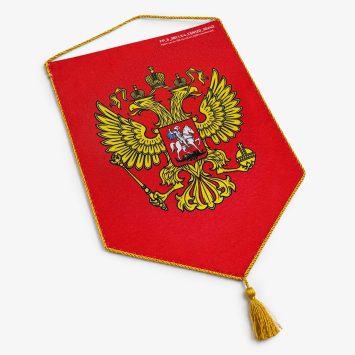 Вымпел двусторонний жёсткий, кисточка пришивная, размеры от 8х12 до 30х40 см.